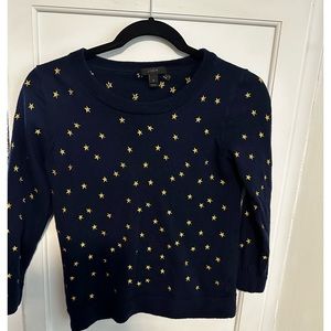 JCREW Navy Blue and yellow merino wool sweater size small